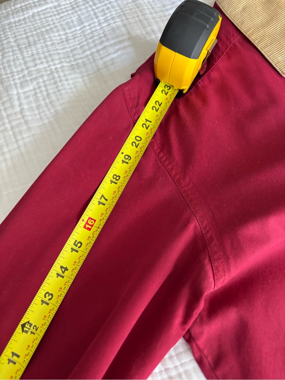 J. Crew Red Cotton Barn Jacket with Tan Corduroy Collar - Picture 13 of 16